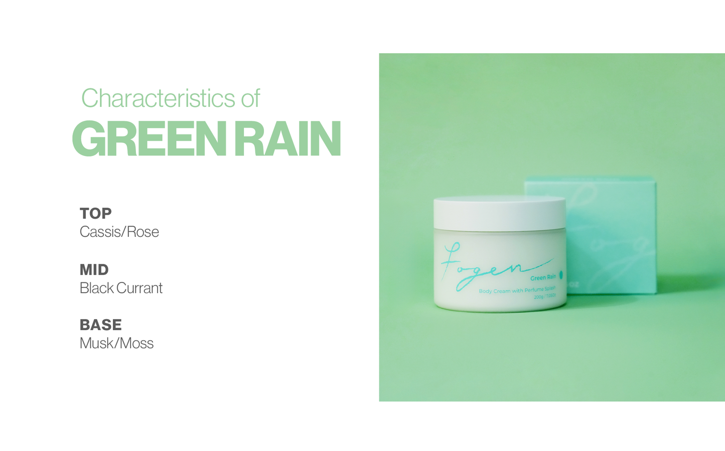 Fogen Bodycream with Perfume Splash, Green Rain