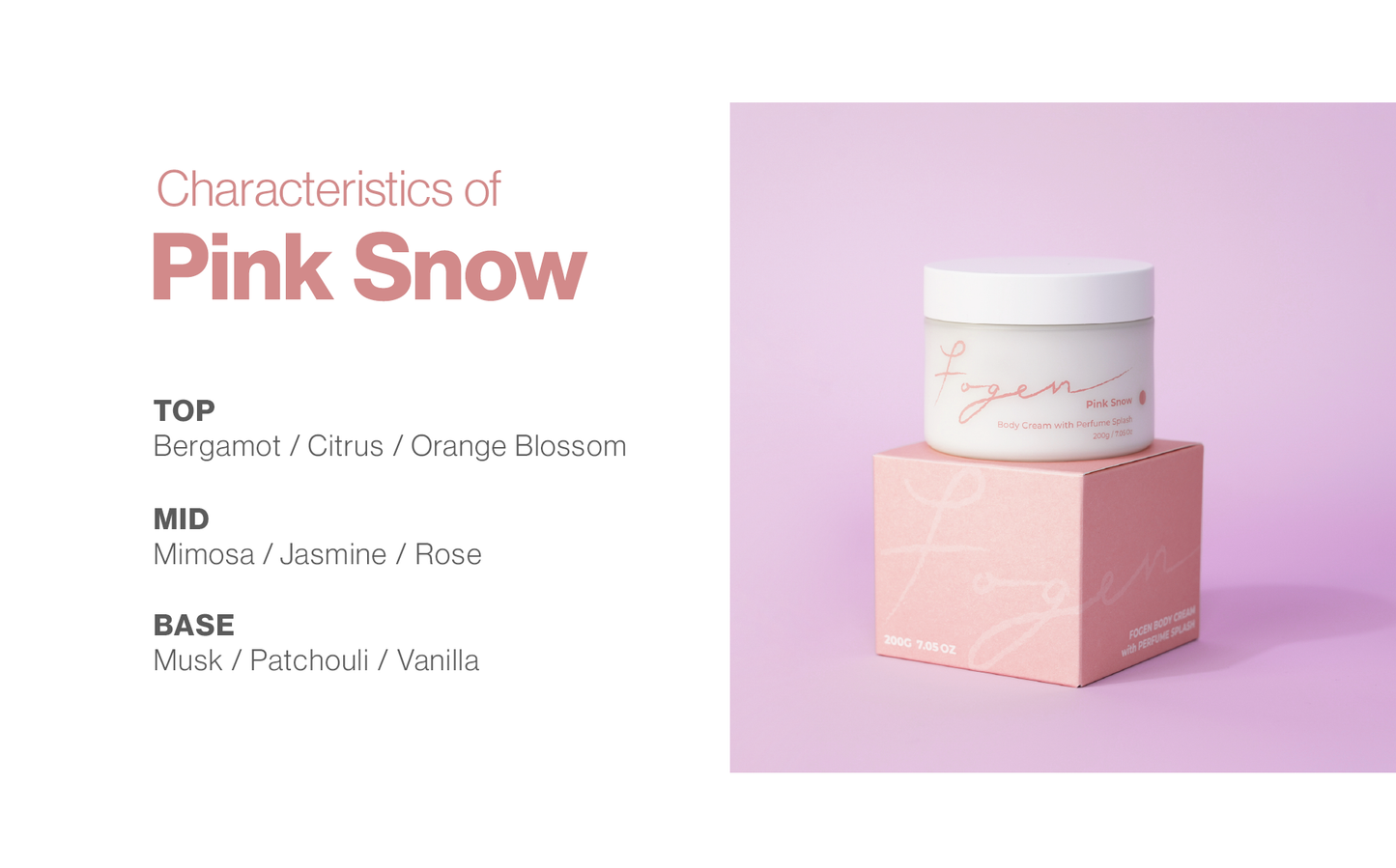 Fogen Bodycream with Perfume Splash, Pink Snow