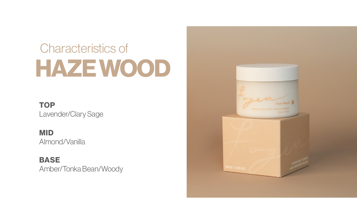 Fogen Bodycream with Perfume Splash, Haze Wood